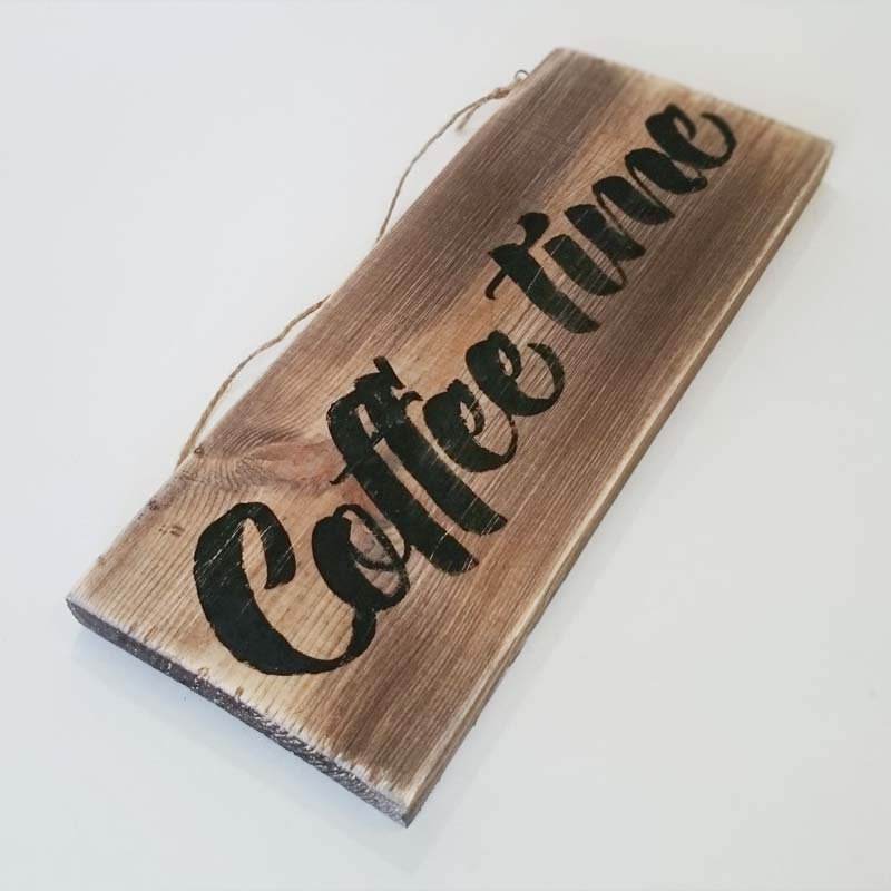 Деревянная табличка с надписью COFFEE TIME - иллюстрация товара №3