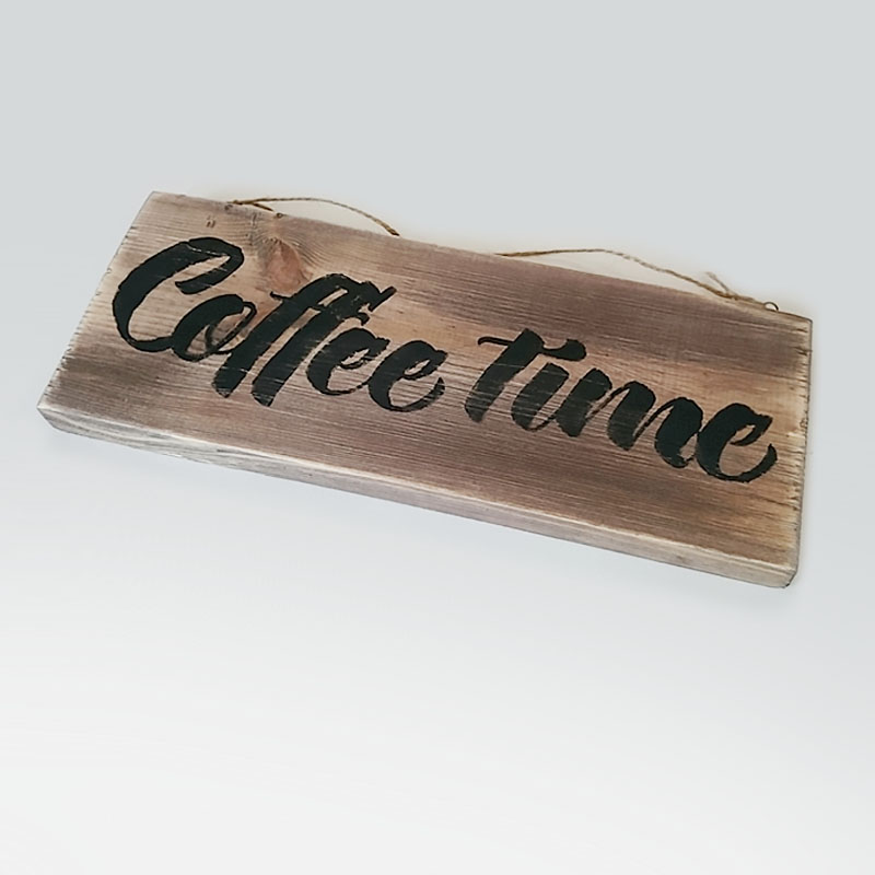 Деревянная табличка с надписью COFFEE TIME - иллюстрация товара №2